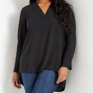 NWOT Eloquii Black High Low Longsleeve Pullover  Tunic Top Size 14
